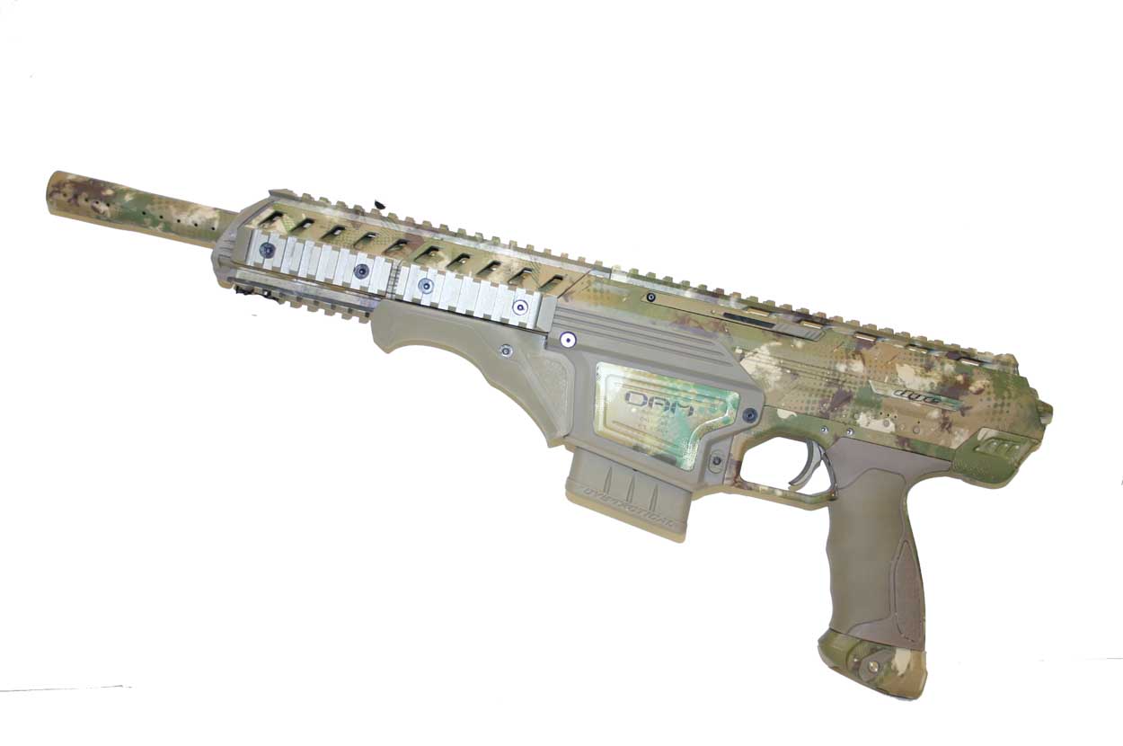 Used 2013 Camo Dye Assault Matrix DAM Tactical Paintball Gun w Extras