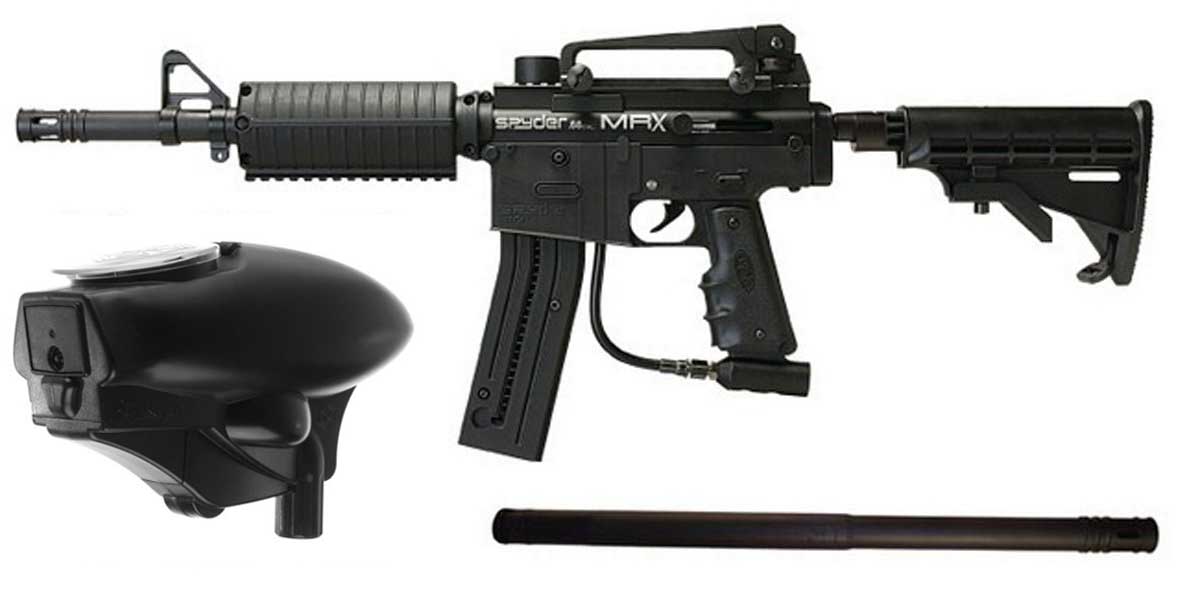Kingman Spyder MRX Gunner Package SemiAuto Paintball Gun with Fasta