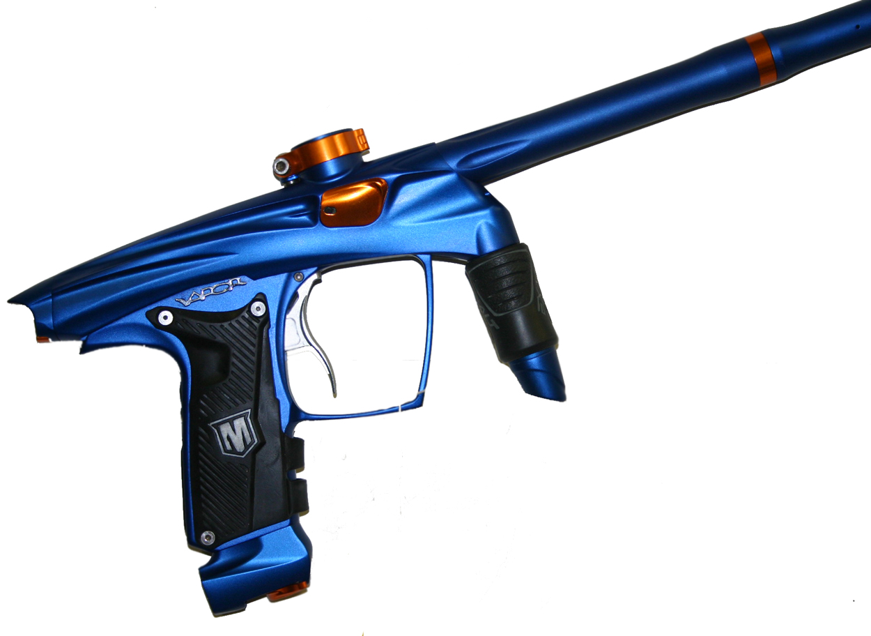 USED Machine Vapor V3 Paintball Gun Marker w/ Full Barrel Kit Blue