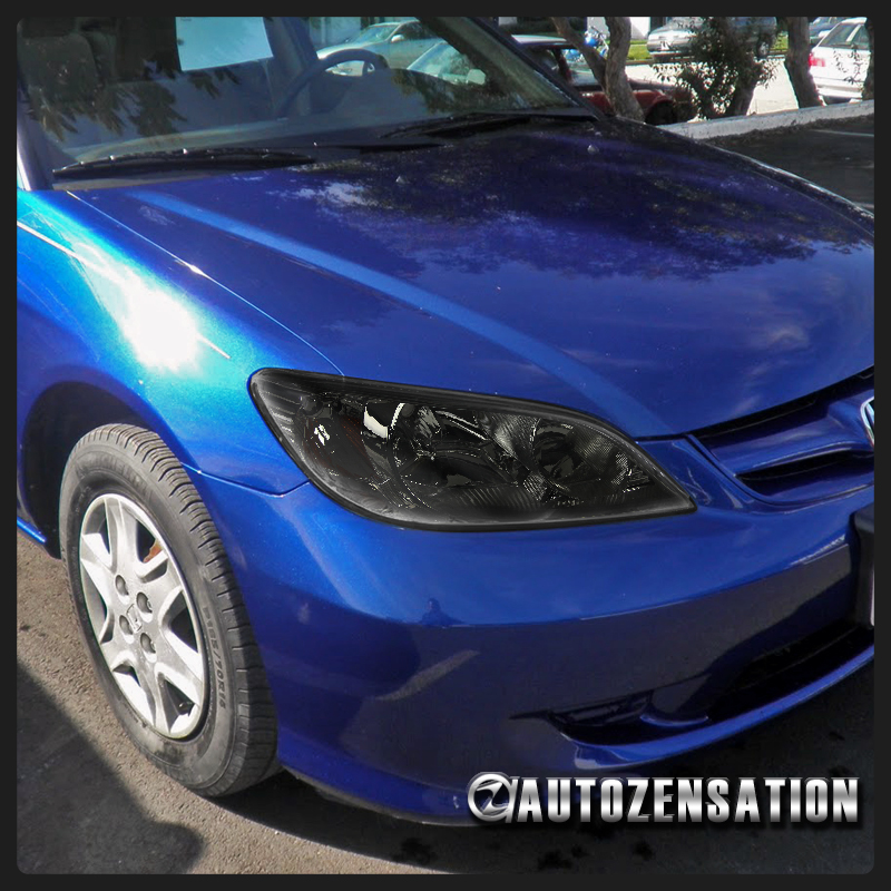 0405 Honda Civic DX EX Coupe Sedan JDM Diamond Smoke Headlights Pair