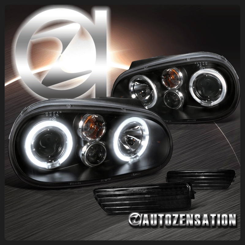 Fit 9905 VW Golf GTI MK4 Black Halo LED Projector Headlights+Bumper Lamps eBay
