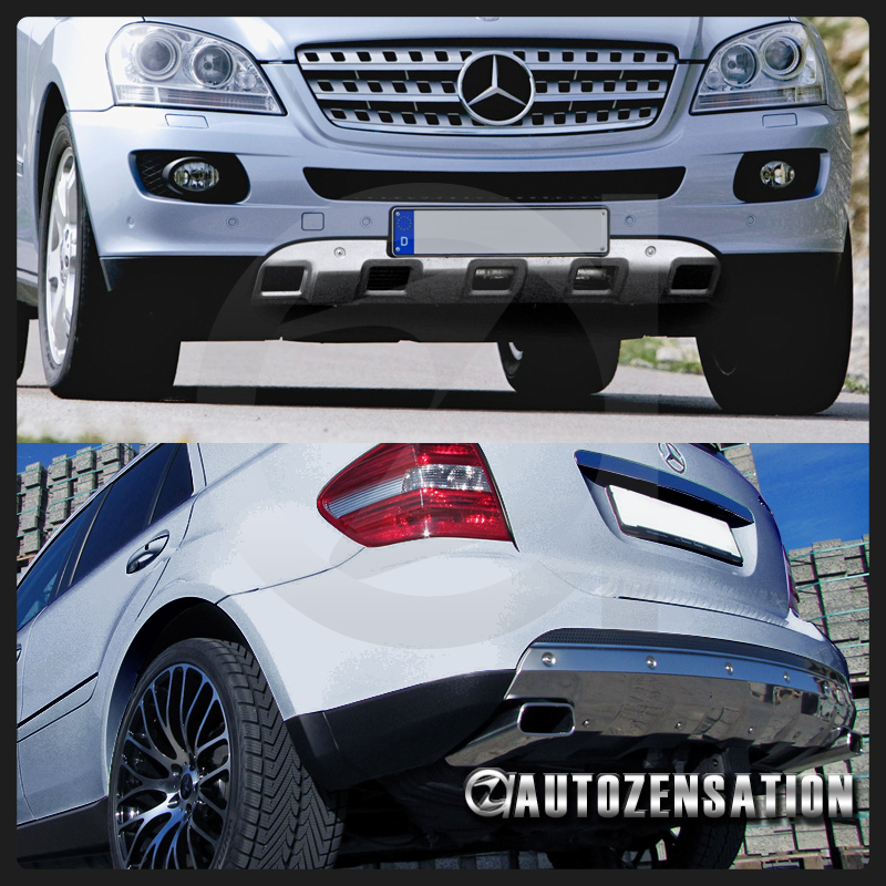 0608 Mercedes Benz W164 ML350 Chrome Front+Rear Bumper Skid Plates eBay