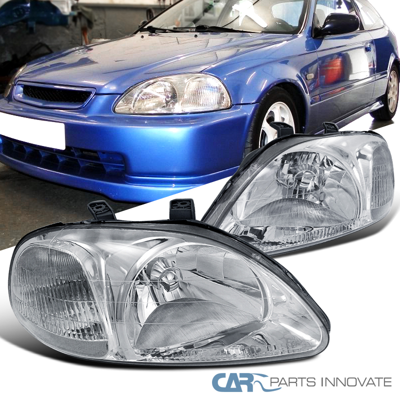 for HONDA 9698 CIVIC EK EJ JDM CLEAR LENS HEADLIGHT LAMPS CHROME eBay