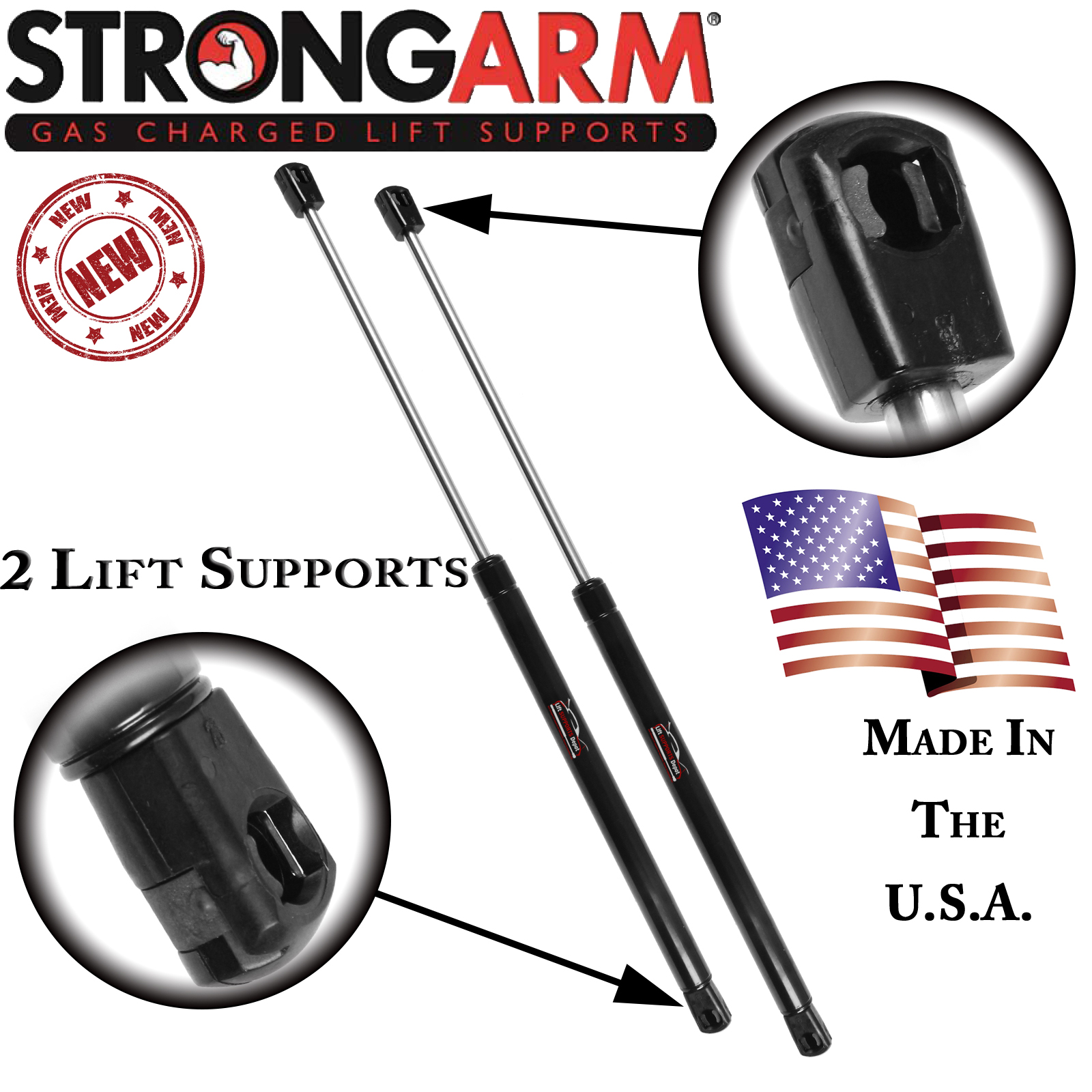 Qty (2) StrongArm 6941 Universal 26" 80lb 10mm Ball Socket Lift