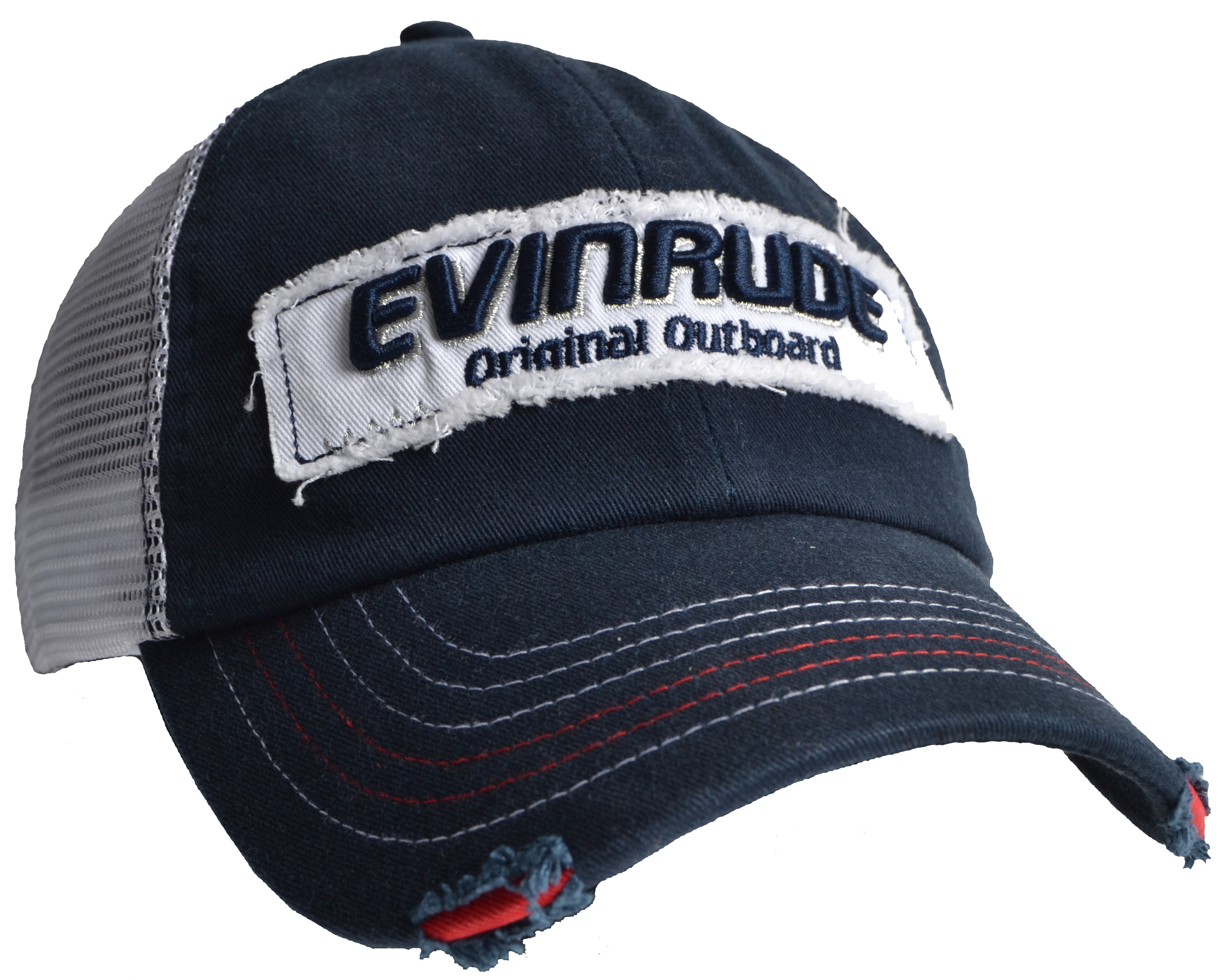 BRP Evinrude Outboard Motors Navy Distressed Mesh Hat Cap eBay