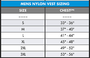 O'Neill Mens Superlite Life Vest Nylon US Coast Guard Approved Lifejacket size chart