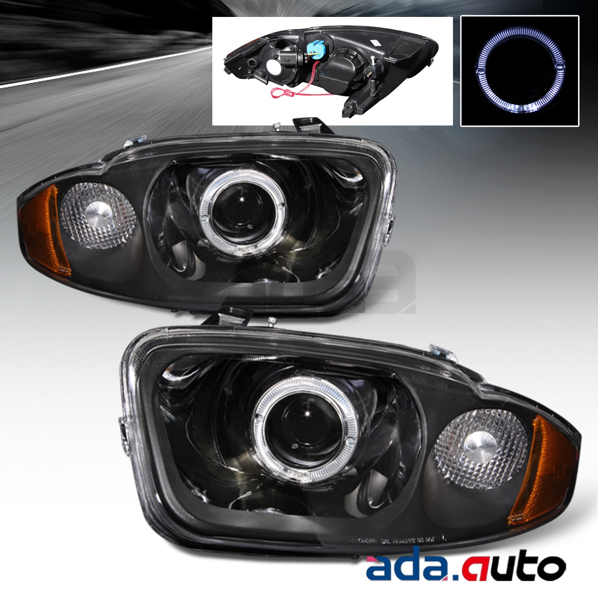 20032005 Chevy Cavalier [LED Halo] Projector Black Headlights