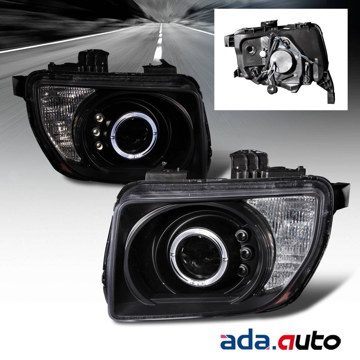 20032008 Honda Element [LED Halo] Black Projector Headlights Left