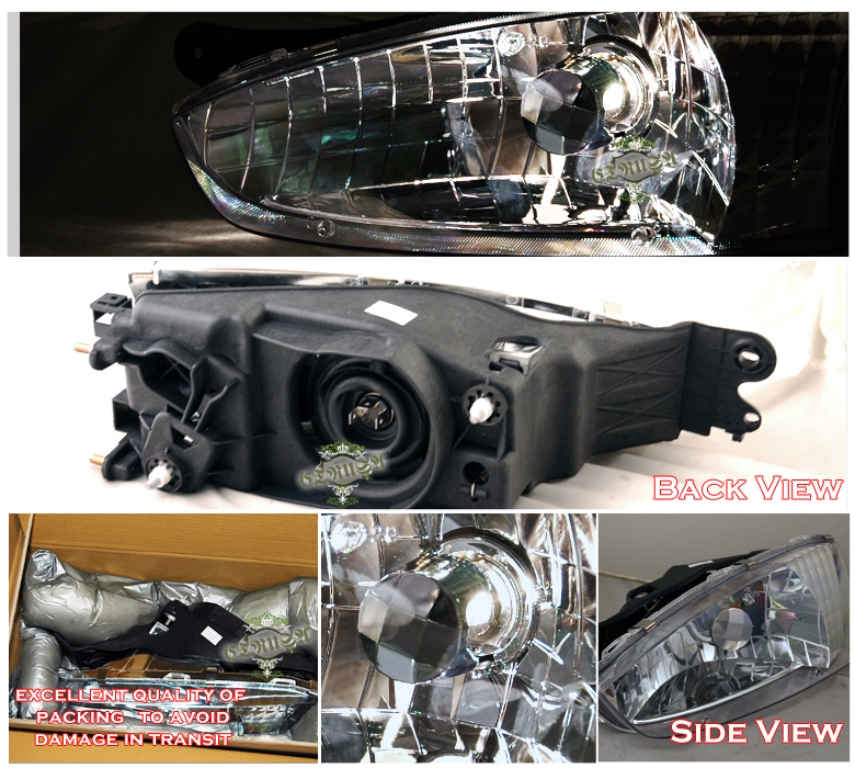detail image for 97-02 MIRAGE EURO CLEAR HEADLIGHTS CHROME FRONT LAMPS