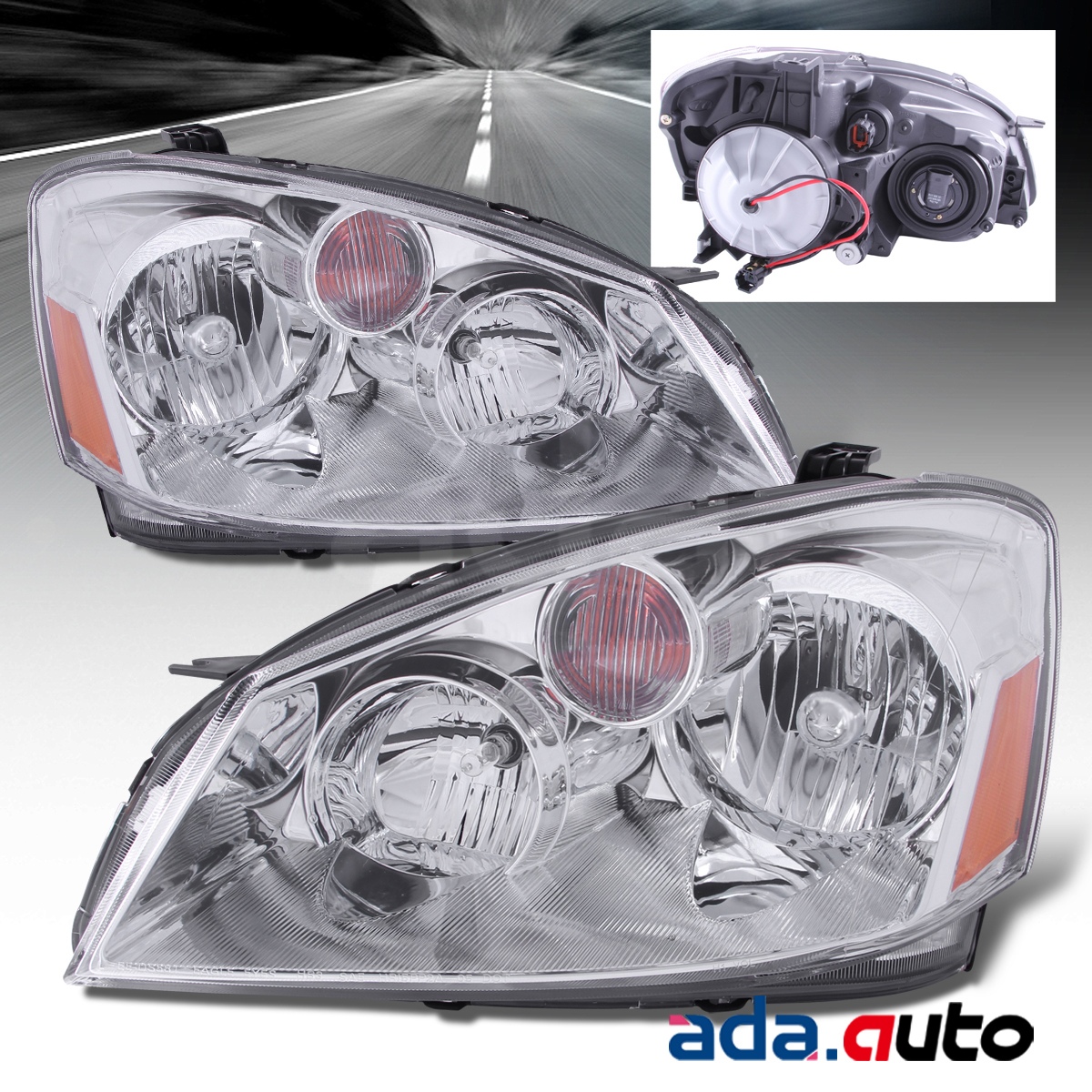 For 20052006 Nissan Altima Chrome Headlights+LED DRL Fog Lamps Combo