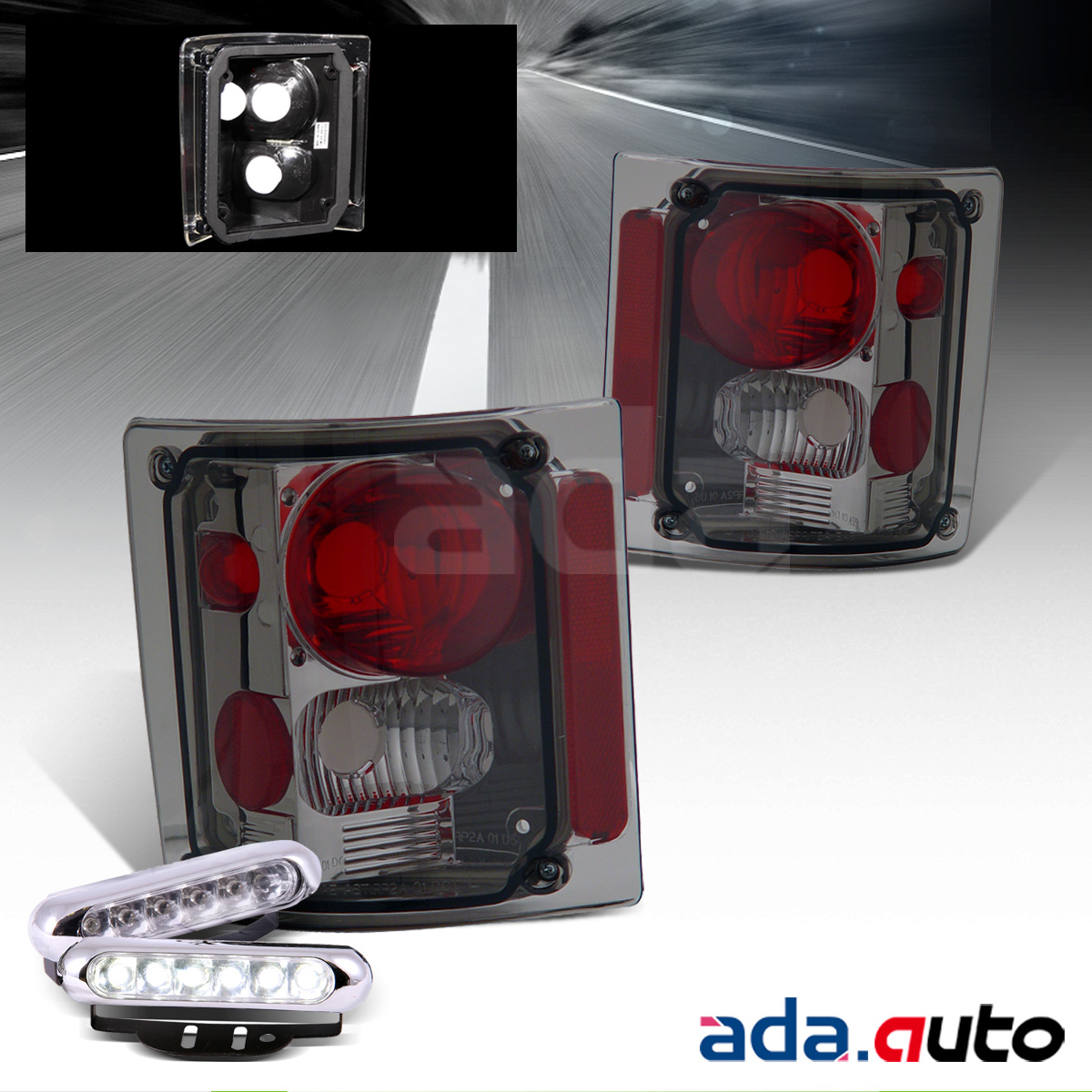 19731987 Chevy C10/Suburban/Tahoe/Blazer {Smoke} Tail Lights + LED Fog