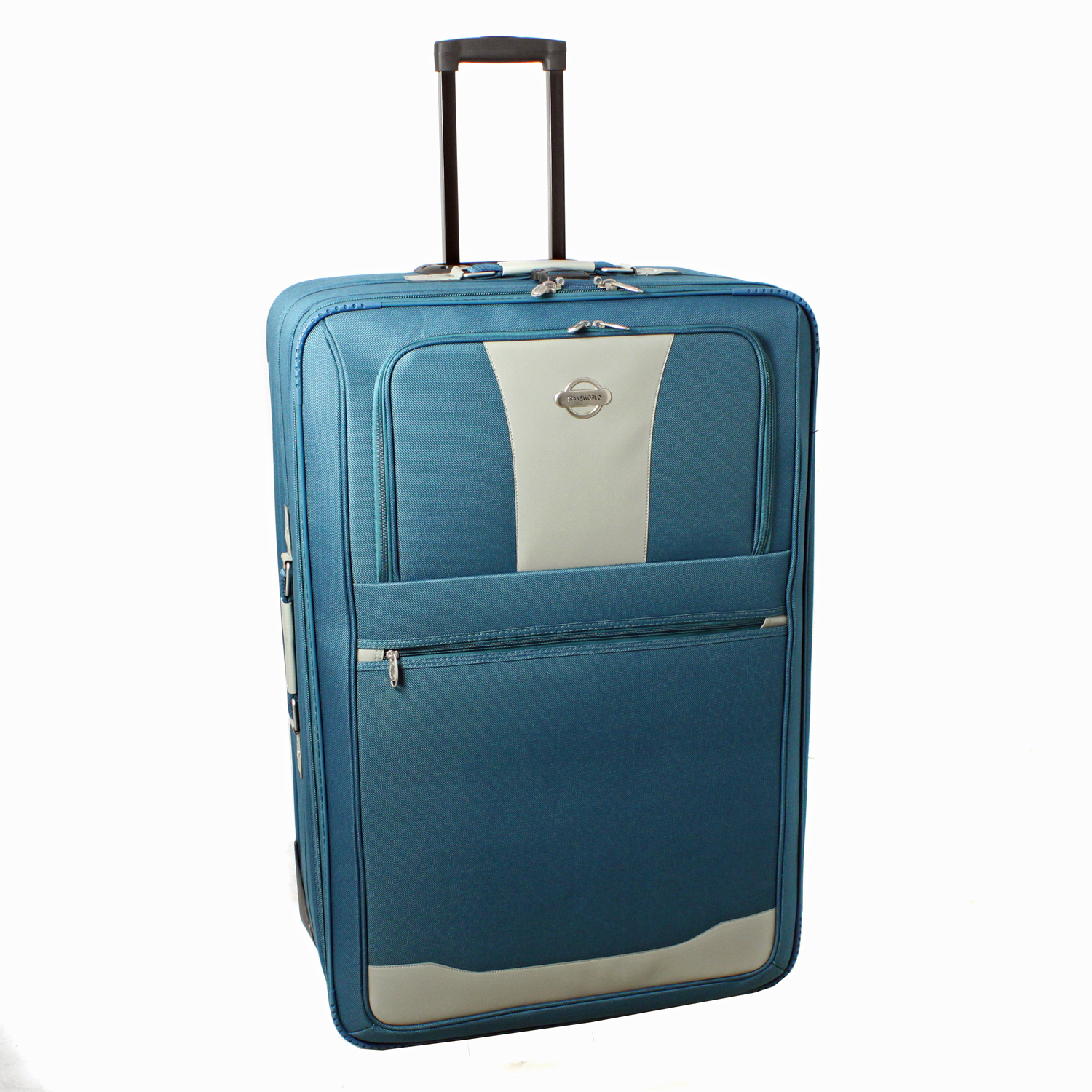 Transworld 3Piece Expandable Wheeled Upright Luggage Set Teal
