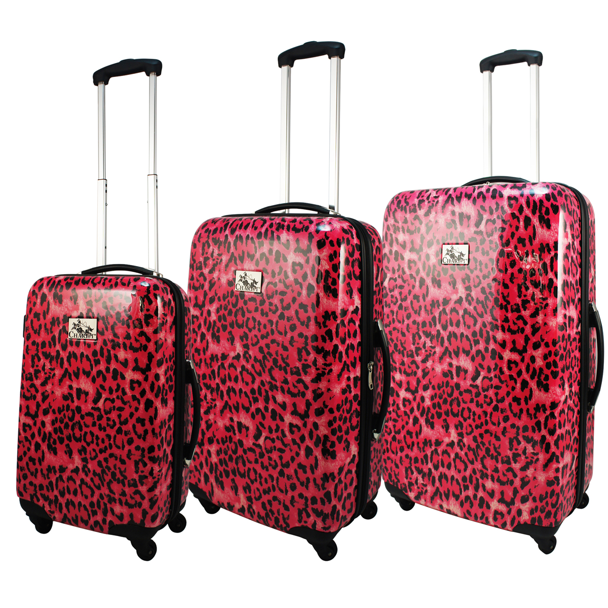 Chariot 3Piece Hardside Lightweight Spinner Upright Luggage Set Pink