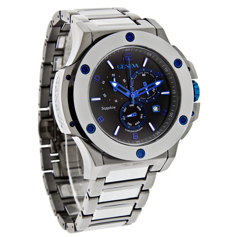 Geneva 612MTT Mens Black Tungsten Chronograph Quartz Watch ON612M eBay