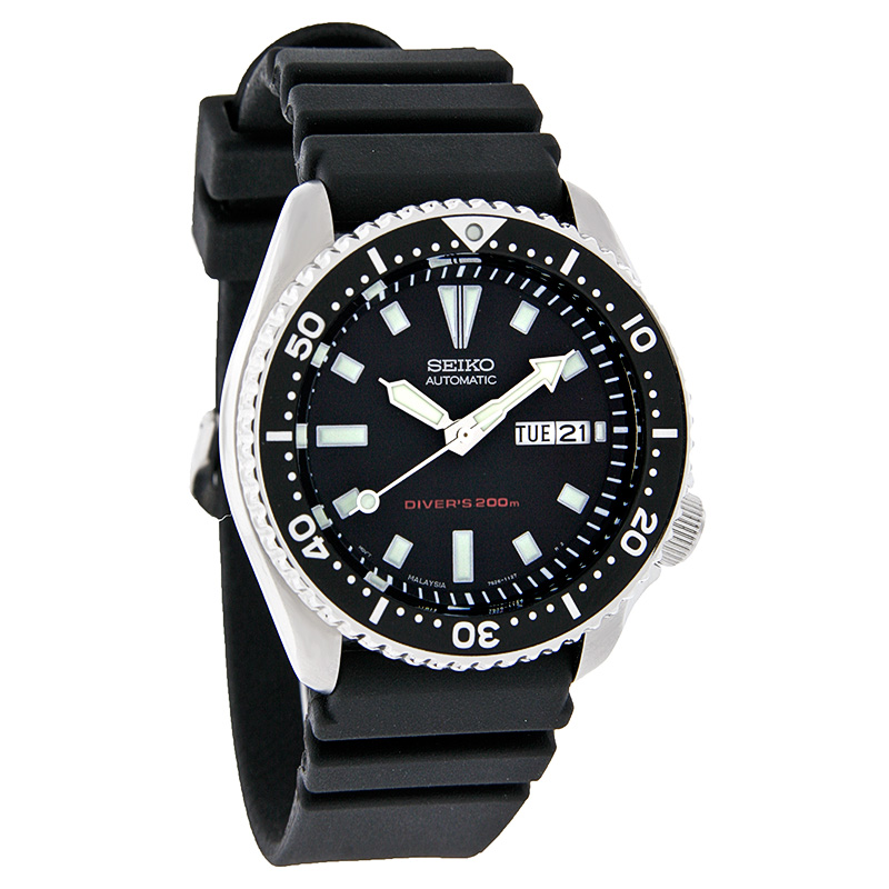 Seiko Divers Mens Day/Date Black Rubber Band Automatic Watch SKX173 eBay