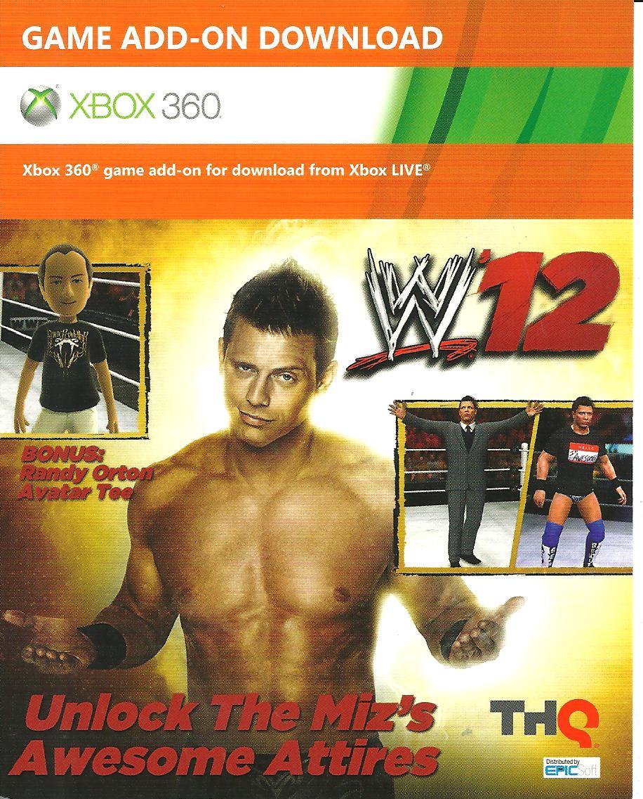 WWE '12 XBOX 360 2012 12 UNLOCK THE MIZ'S AWESOME ATTIRES NEW GAME DLC CODE