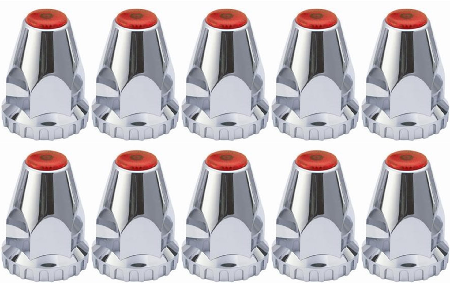 10 Chrome ABS Lug Nut Covers with Flanges and Red Reflectors 33mm eBay