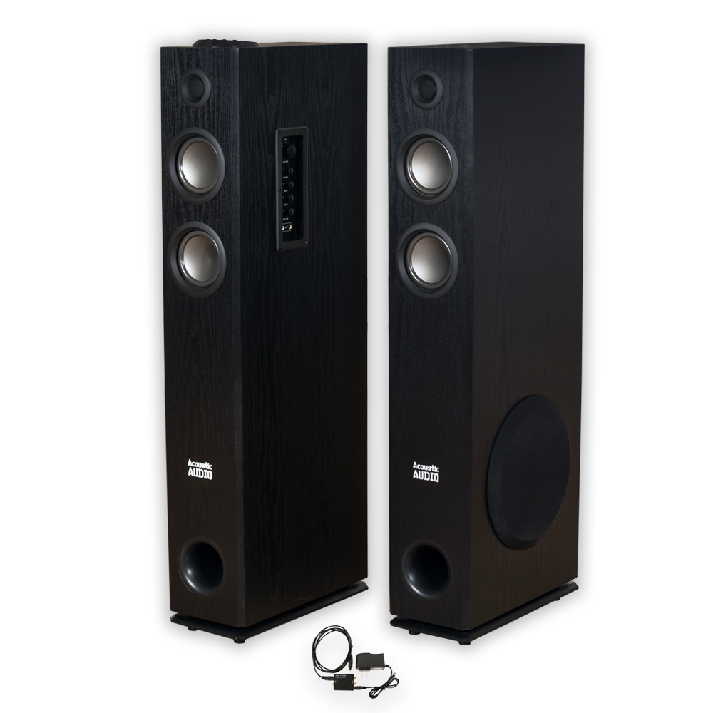 Acoustic Audio TSi400 Bluetooth Powered Floor Tower Speakers Optical In