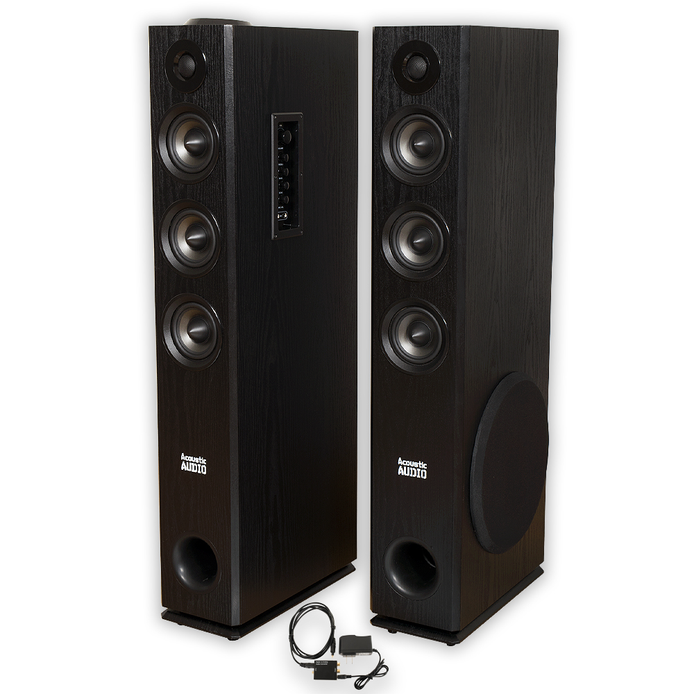 Acoustic Audio TSi450 Bluetooth Powered Floor Tower Speakers Optical In