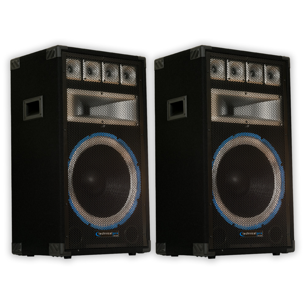 Technical Pro VRTX15 Passive DJ Speaker Pair 2400 Watts PA Karaoke Band