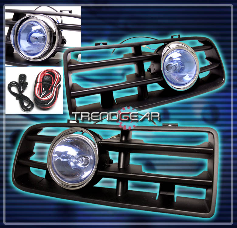 19992004 VW GOLF MK4 GL GTI GLS BUMPER BLUE LENS FOG LIGHTS LAMP+GRILLE+HARNESS eBay