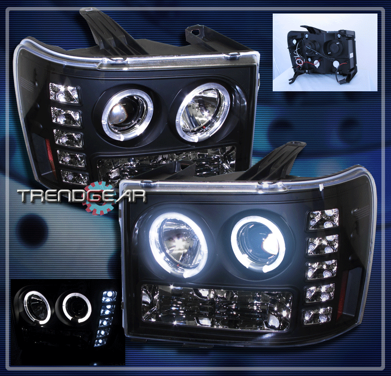 GMC SIERRA DENALI HALO LED PROJECTOR HEADLIGHT BLACK 1500 ...