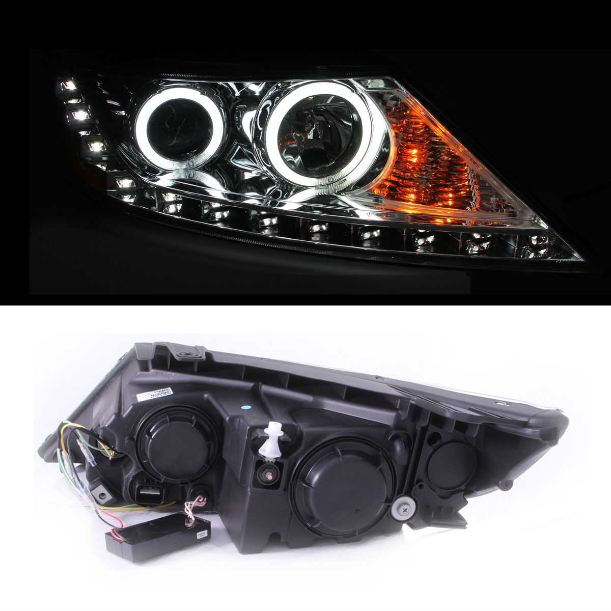 [Dual CCFL Halo]For 2011 2012 2013 Kia Sorento Chrome LED Projector Headlights eBay