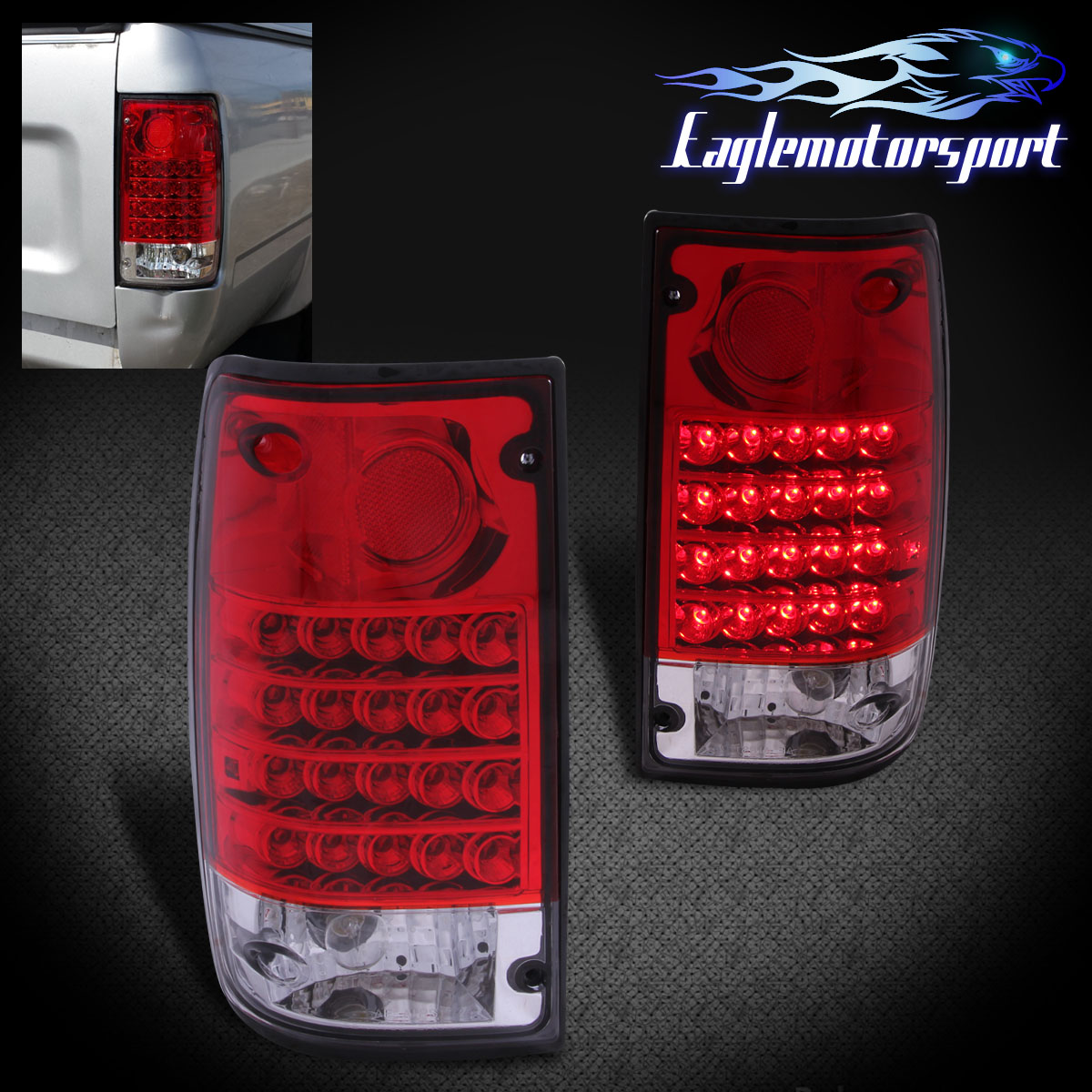 [Red Clear Lens LED] 19891995 Toyota Hilux Pickup LED Brake Tail