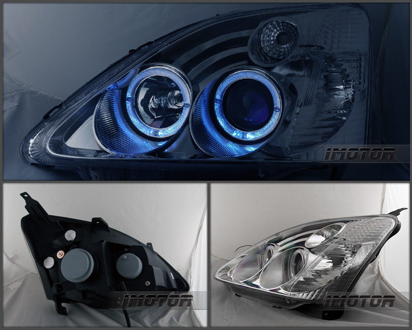 detail image for 02-03 Honda Civic Si EP3 Dual Angel Eye Halo Projector Chrome Headlights Lamps