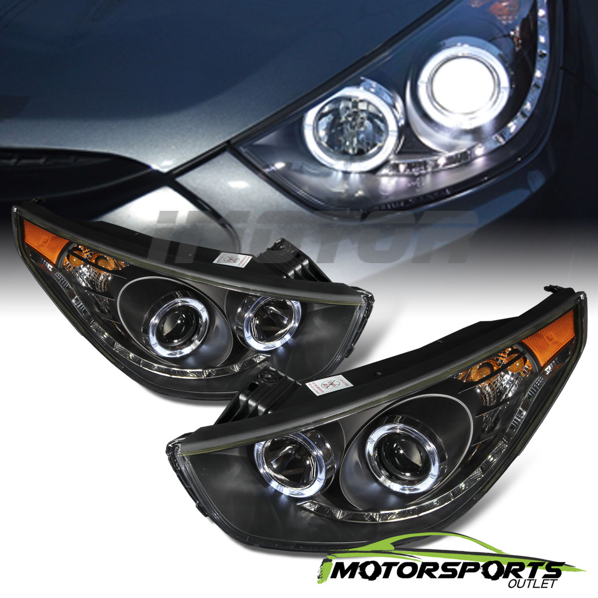 [LED Halo]For 2010 2011 2012 2013 Hyundai Tucson LED Projector Black