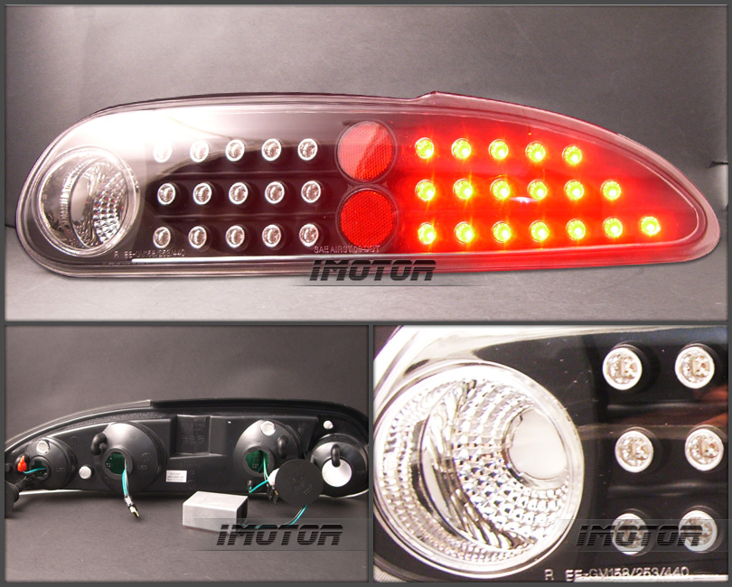 1998 1999 2000 2001 2002 Chevy Camaro LED Brake Tail Lights BLK Clear Lamps Pair