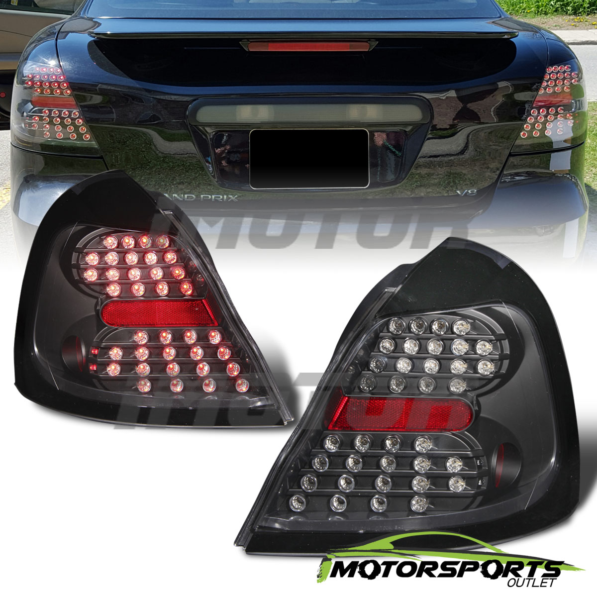 2004 2005 2006 2007 2008 Pontiac Grand Prix Black Clear FULL LED Tail