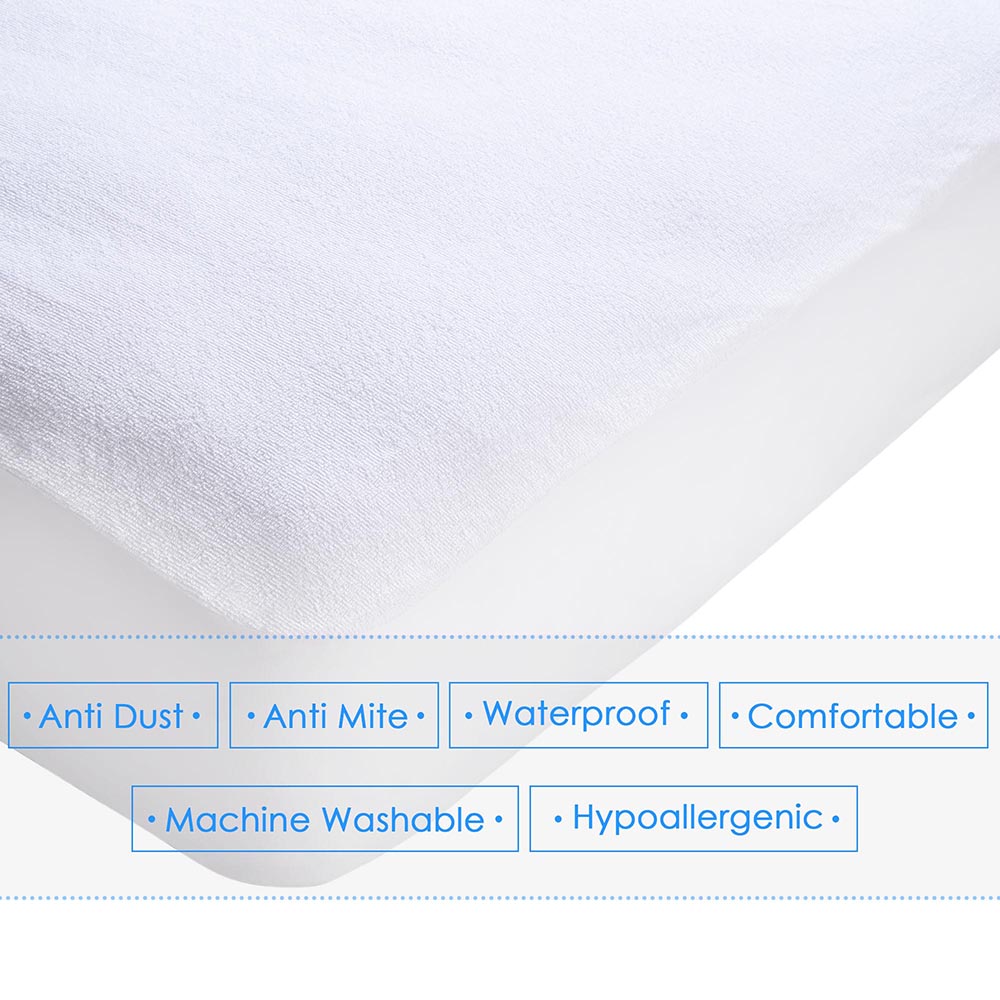 Cotton Terry Mattress Protector Waterproof Hypoallergenic Vinyl Free Bed Cover