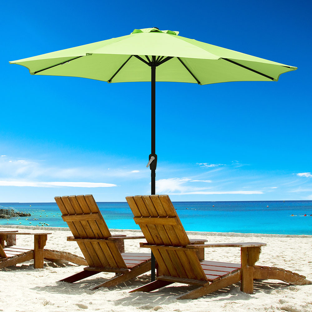 Outdoor Patio Umbrella Aluminum 8ft//9ft//10ft//13ft Common//LED Option Beach Garden