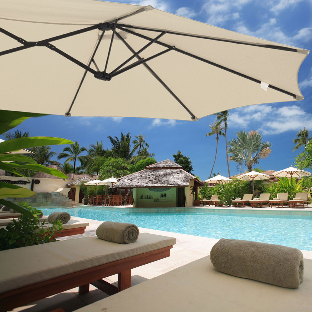 Outdoor Patio Umbrella Aluminum 8ft 9ft 10ft 13ft Common LED Option Beach Garden