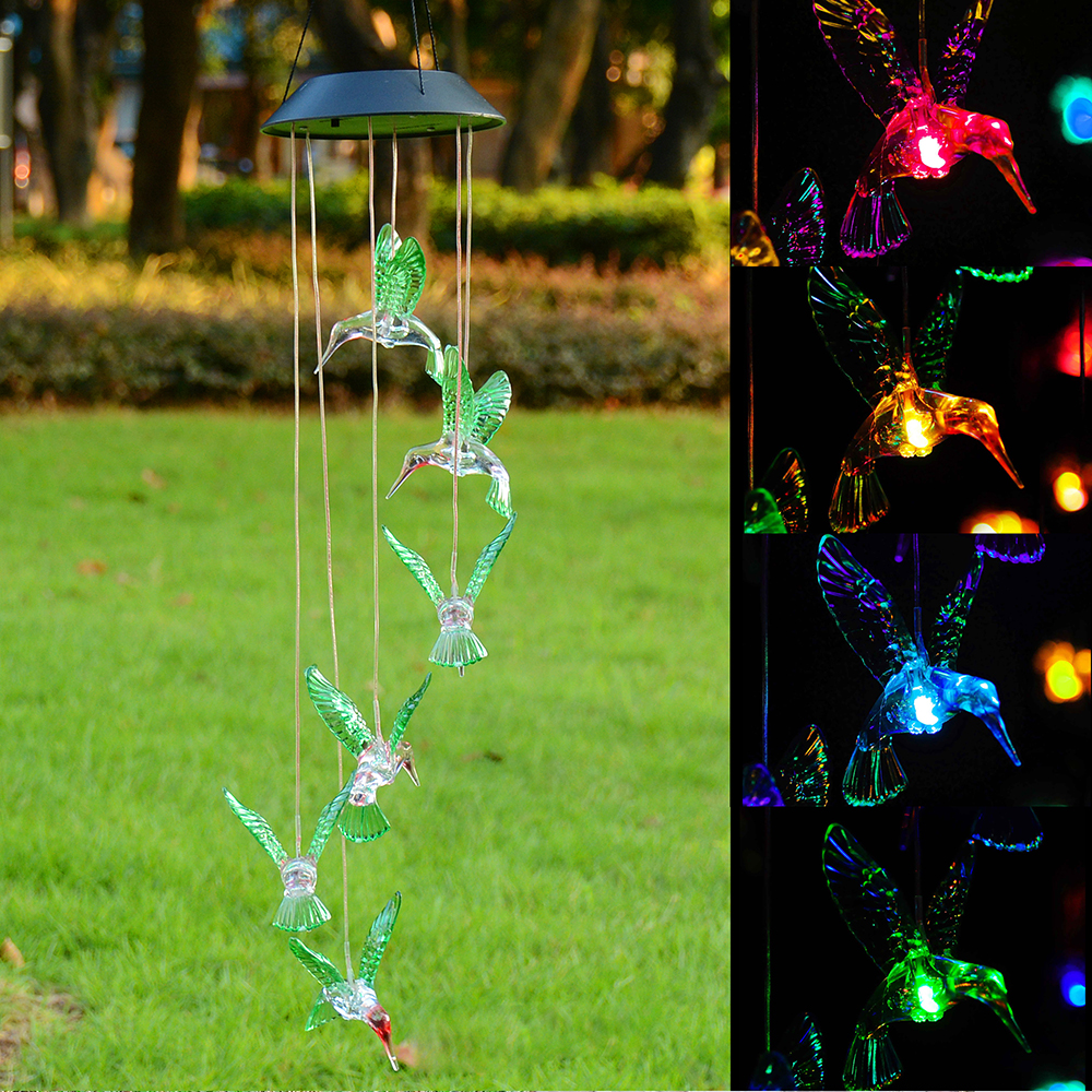 Solar Power LED Wind Chime Light Color Changing Home Garden Wedding