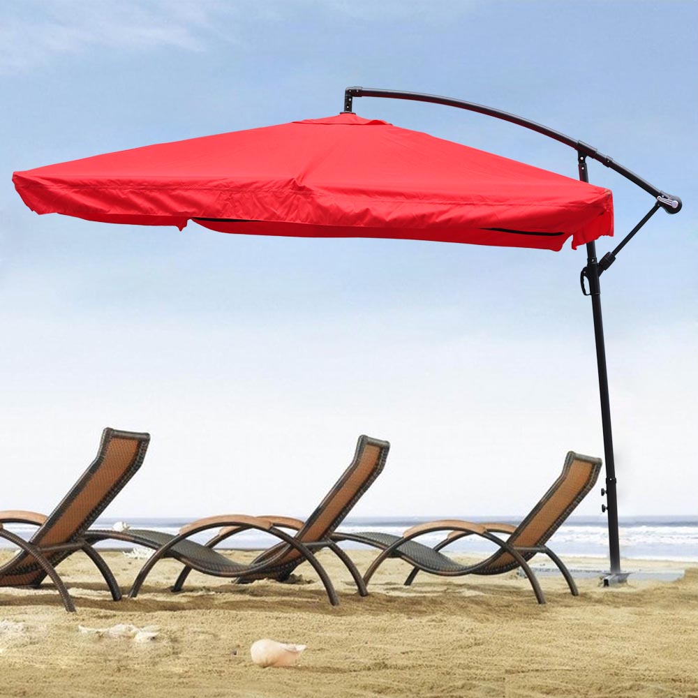 9X9' Square Aluminum Offset Umbrella Patio Outdoor Shade w/Cross Base