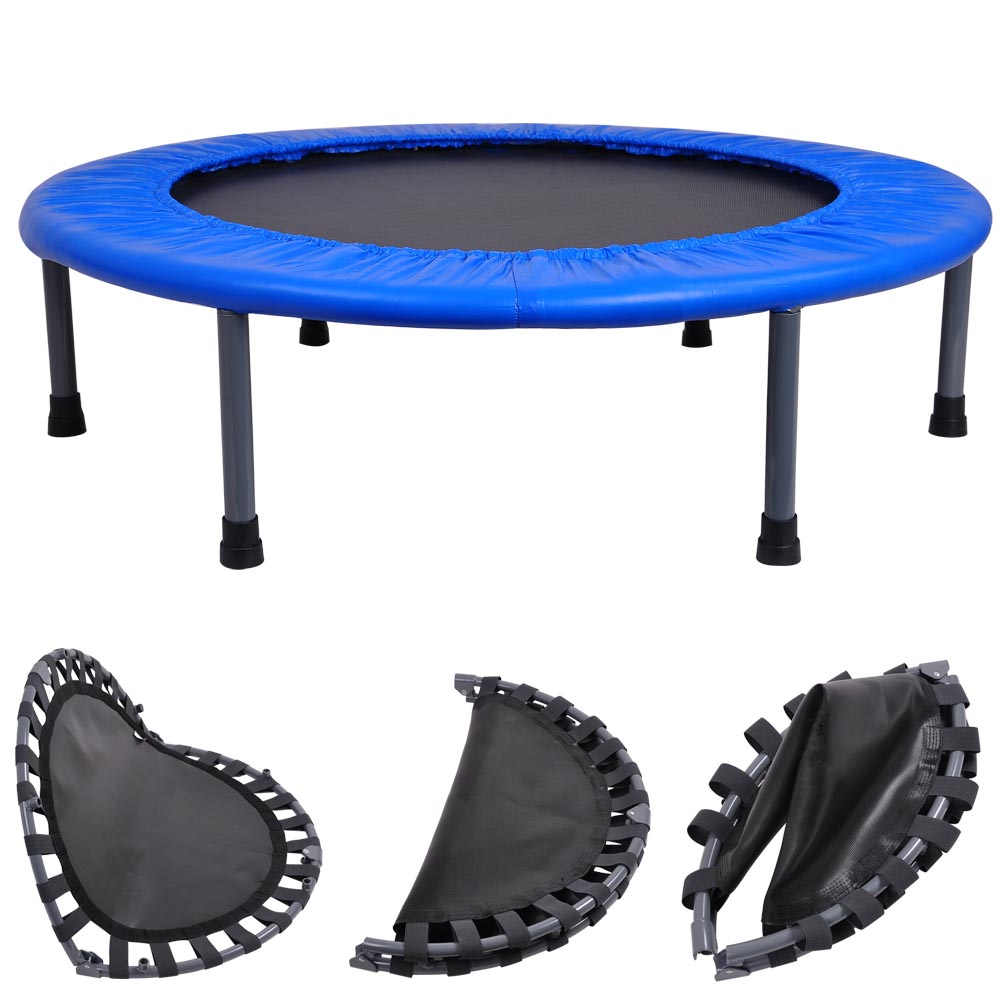 36" Round Fitness Mini Trampoline w Bag Folding Rebounder Indoor