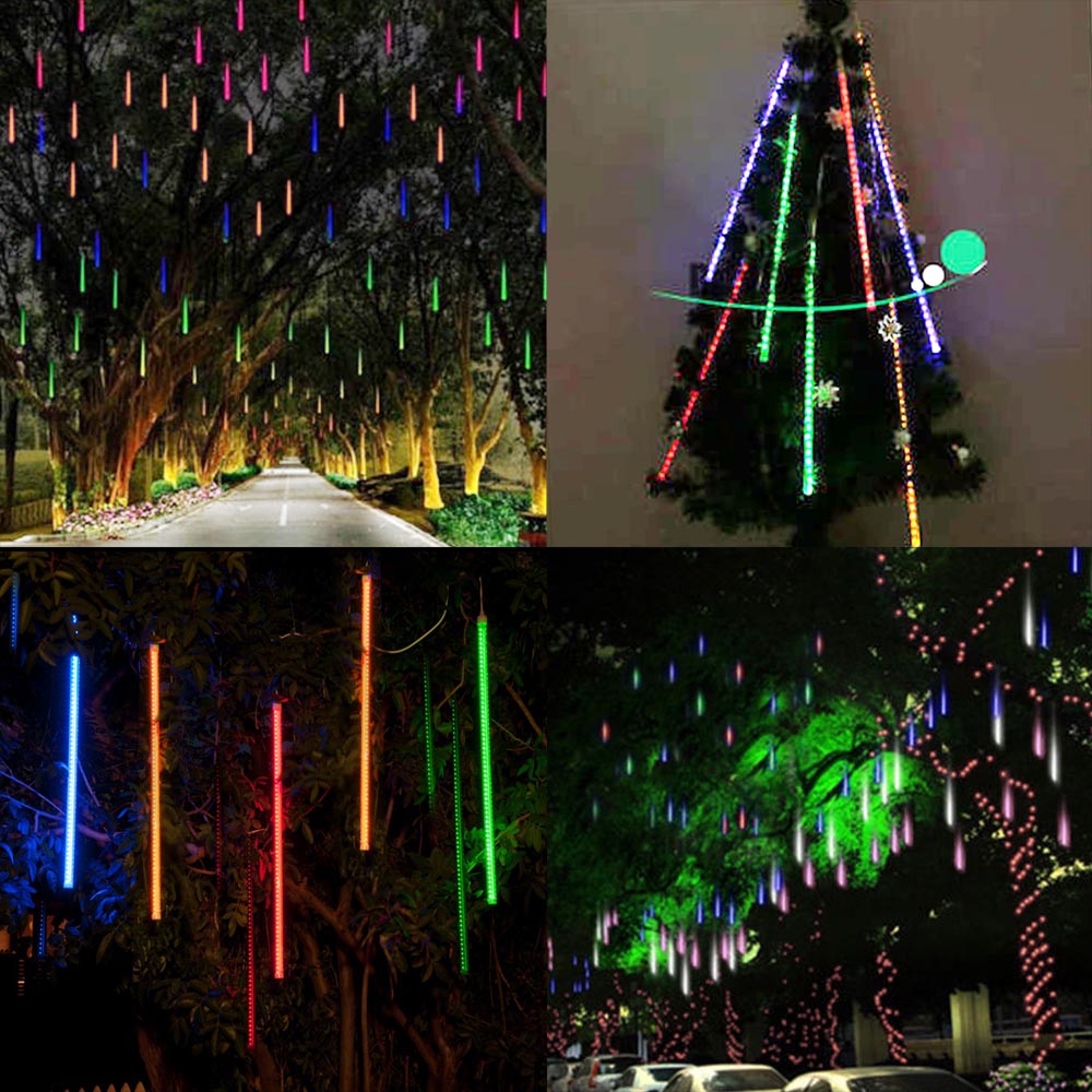 80cm LED Meteor Shower Snow Falling Light Outdoor Tree String Lamps Waterproof eBay