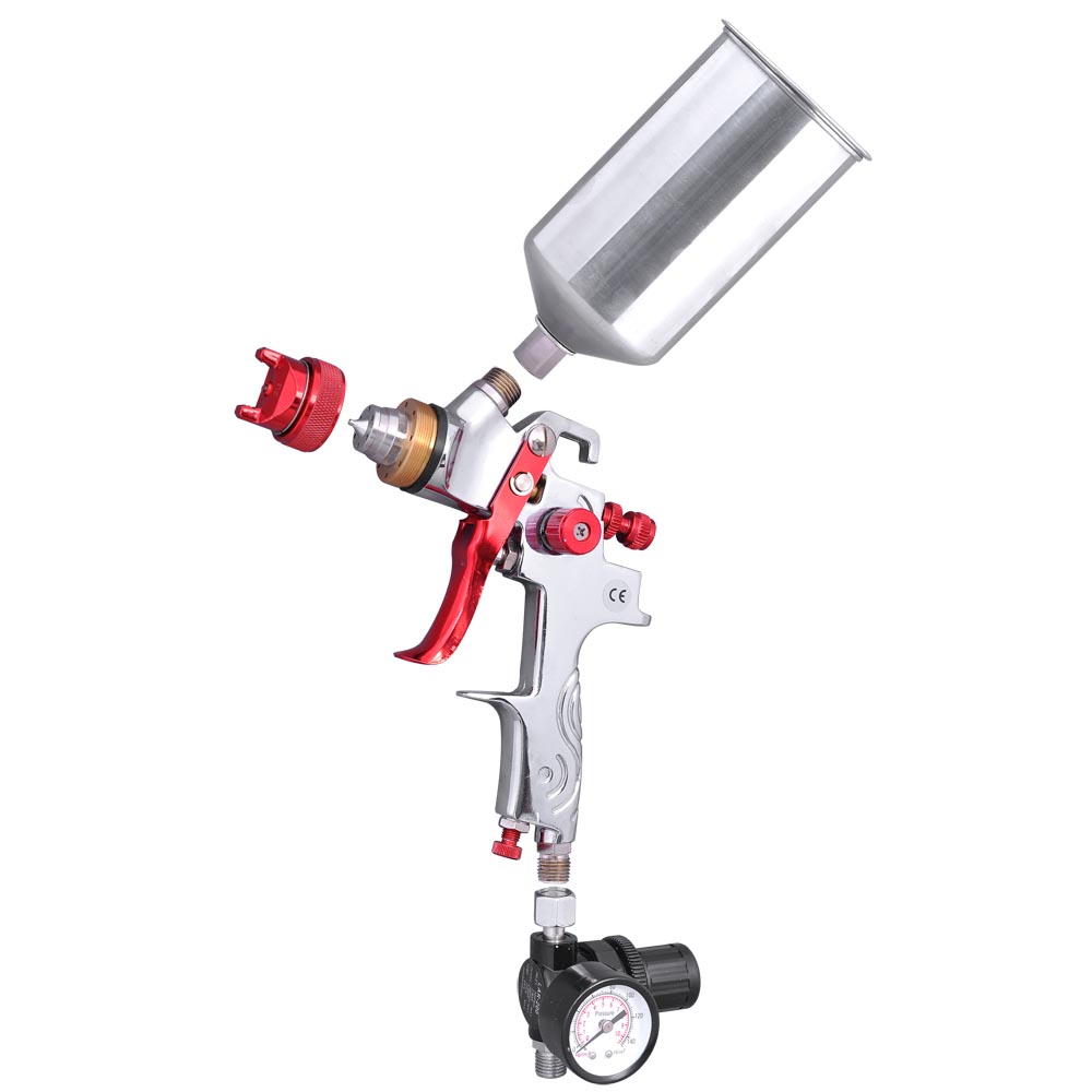 HVLP Spray Gun 1.3 1.4 2.5mm Tip Auto Paint Gauge Gravity Feed Nozzle