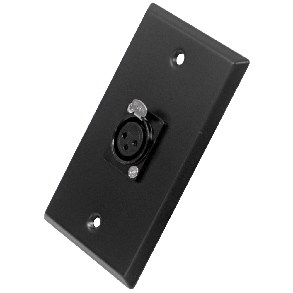 Seismic Audio Black Stainless Steel Wall Plate One XLR Female Connector