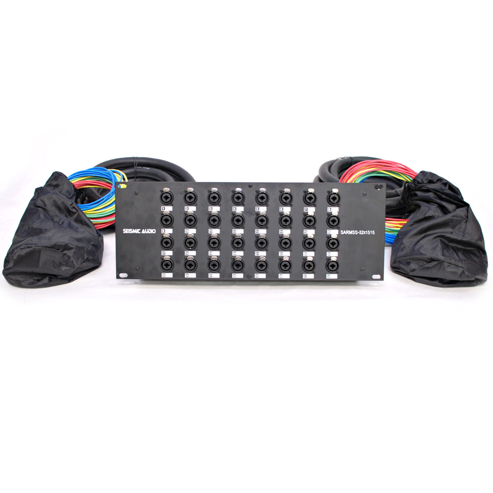 32 Channel XLR TRS Combo Splitter Snake Cable two 15' XLR trunks Rack