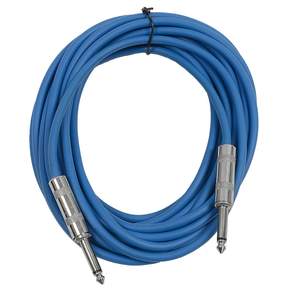 SEISMIC AUDIO Blue 1/4" TS 25' Patch Cable Effects Guitar