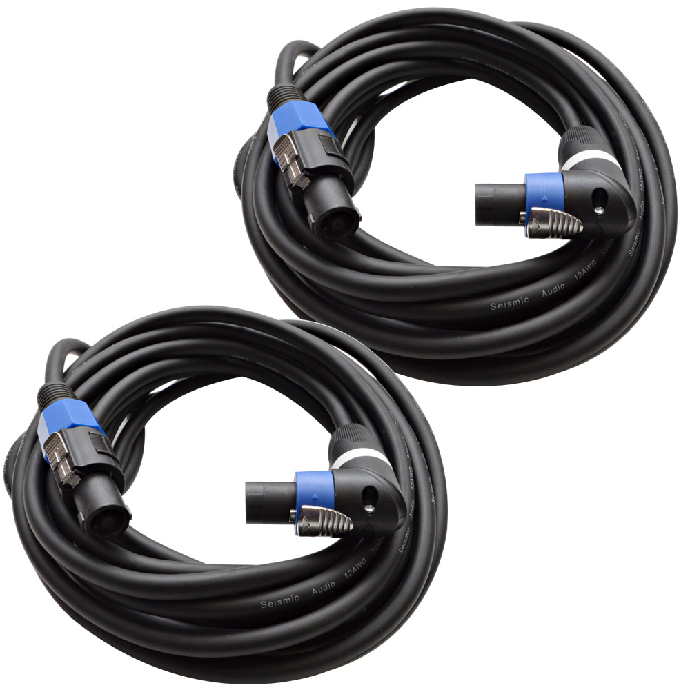 (2) SEISMIC AUDIO 25' Foot Speakon to Right Angle Speakon PA/DJ SPEAKER