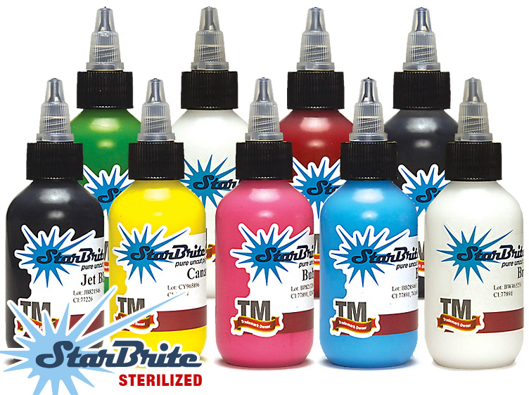 StarBrite Tattoo Ink 9 Color Starter Set 1/2 oz ounce