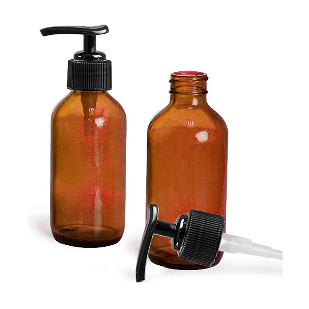 NEW! 4oz GLASS EMPTY MASSAGE OIL/LOTION BOTTLE WITH PUMP FOR OIL