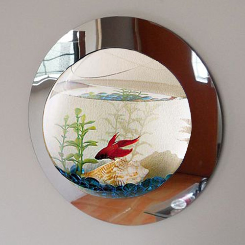 Fish Tank Wall Mounted Reflection Mirrored Fish Bubble