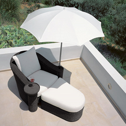 NEW 4pc Outdoor Rattan Lounge Chair Ottoman Umbrella SET SET Wicker Chaise eBay