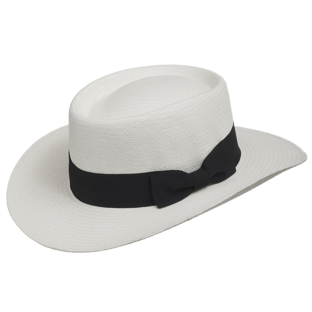 GAMBLER LINKS Elegant Golf Dress Straw Panama Hat with Stylish Black