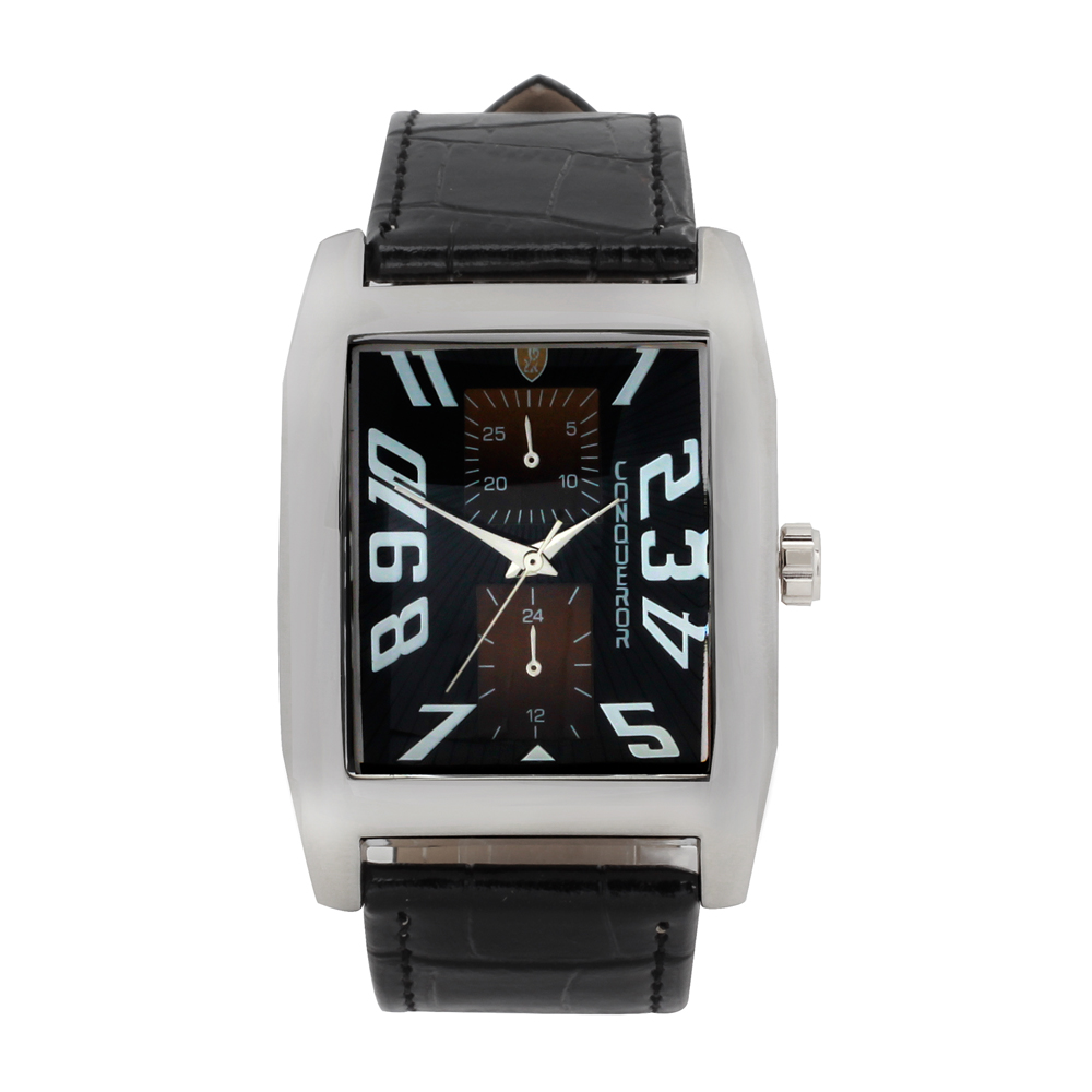 Conqueror Ascion Rectangle Face Leather Men's Watch eBay